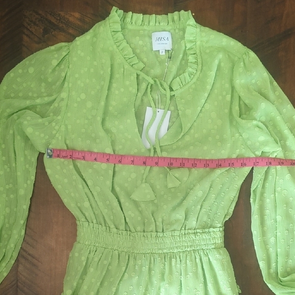 NWT Misa Los Angeles Light Green Long Sleeve Mini Dress S - Picture 5 of 7